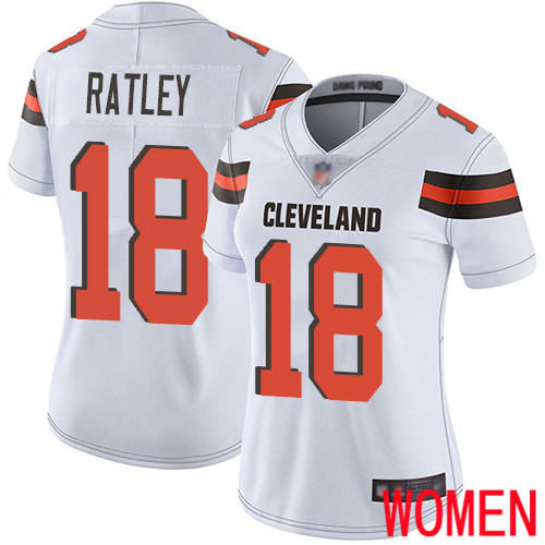 Cleveland Browns Damion Ratley Women White Limited Jersey #18 NFL Football Road Vapor Untouchable